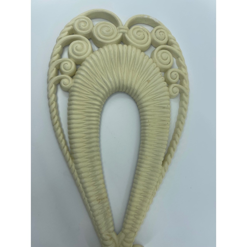 Vtg Burwood Products 70s Wall Sconce Decor Ivory Ornate Swirl 18"‎ Tall Retro